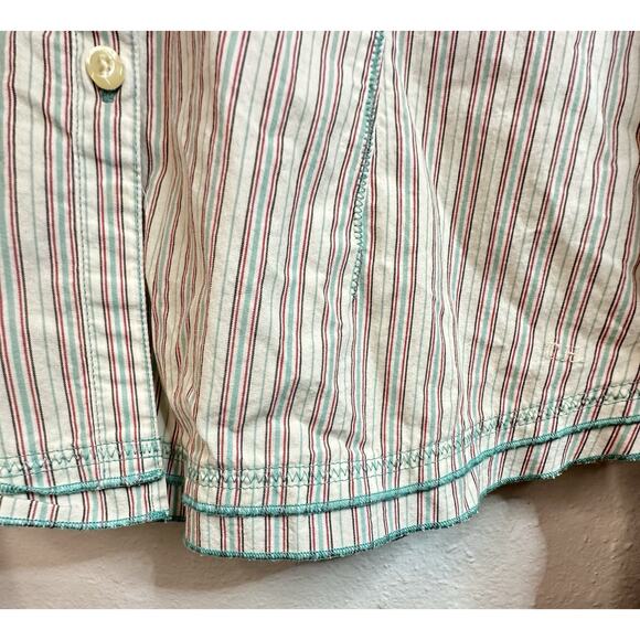 Tommy Hilfiger Striped Button Up Flower Embroidered Long Sleeve Size Medium - Picture 11 of 11
